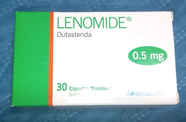 Caja de Lenomide Dutasterida 0.5 mg, 30 cápsulas blandas